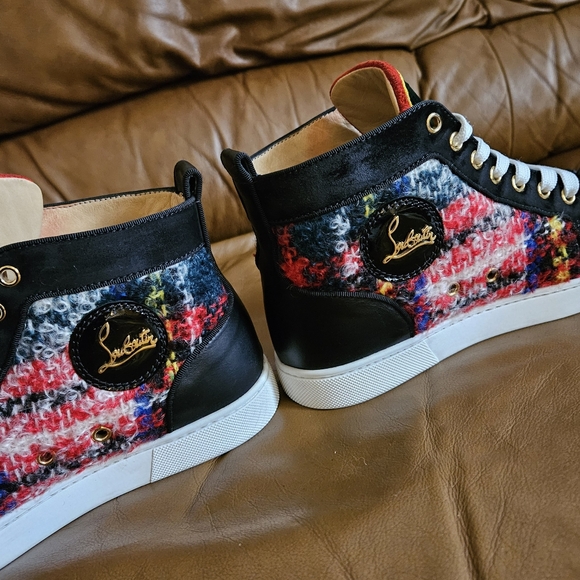 Women's Christian Louboutin Multicolor Velvet Wool Designer Sneakers Size 8 US - Picture 8 of 16